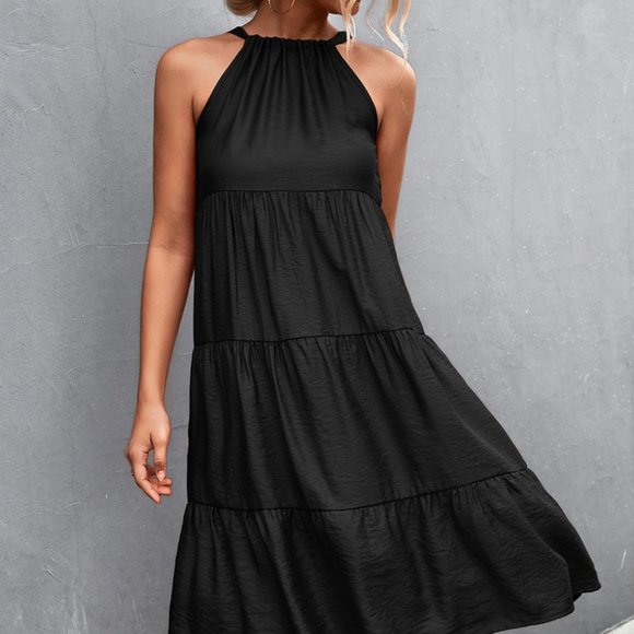 Grecian Tiered Sleeveless Dress - Picture 2 of 7